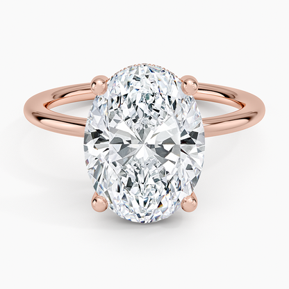 4.10 Oval Kesim Hidden Halo Tasarım Tektaş Laboratuvar Pırlanta Yüzük - Melara