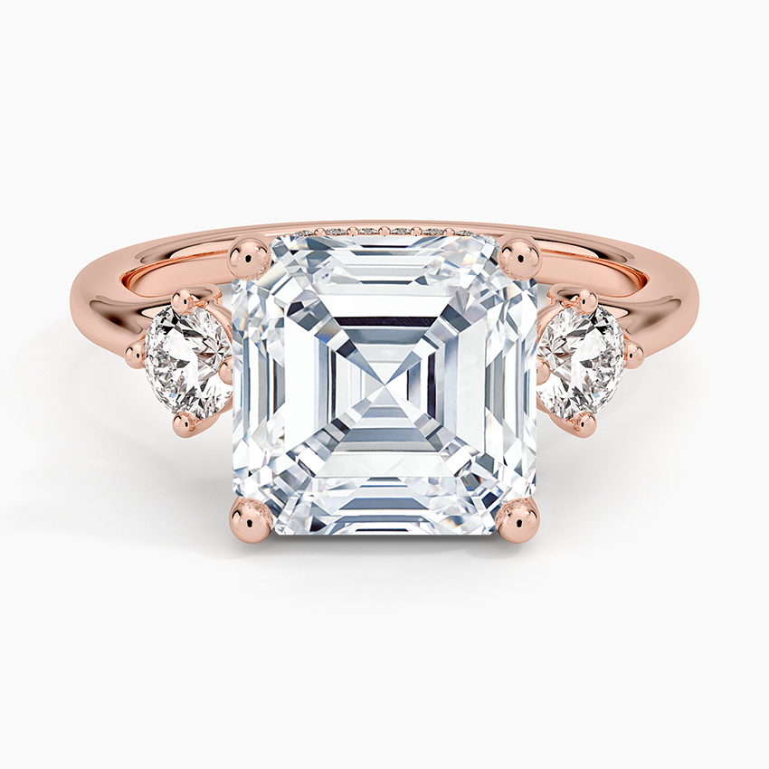 4.50 Asscher Kesim Hidden Halo Tasarım Tektaş Laboratuvar Pırlanta Yüzük 18K - Milora