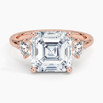 4.50 Asscher Kesim Hidden Halo Tasarım Tektaş Laboratuvar Pırlanta Yüzük 18K - Milora