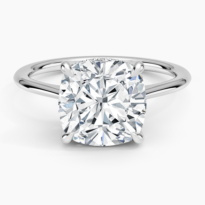 4.10 Cushion Kesim Hidden Halo Tasarım Tektaş Laboratuvar Pırlanta Yüzük - Tilora