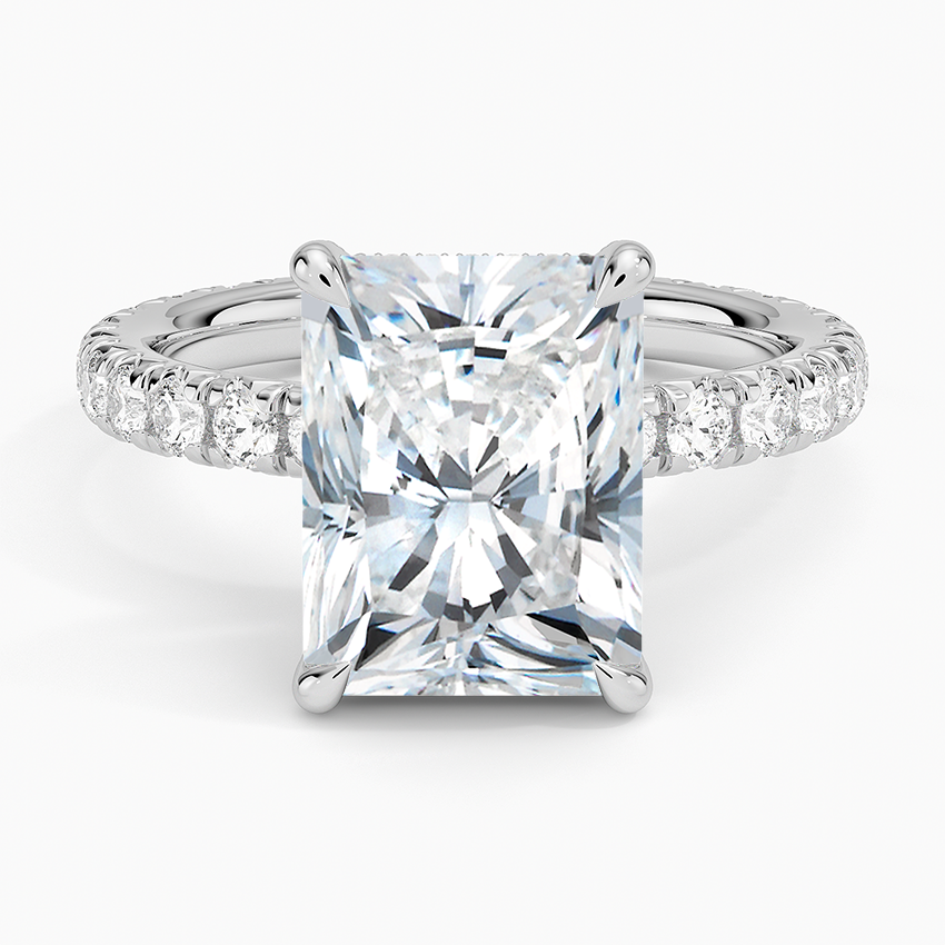 4.75 Karat Radiant Kesim Hidden Halo Tasarım Tektaş Laboratuvar Pırlanta Yüzük 18K  - Selora