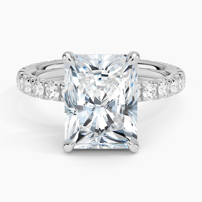 4.75 Karat Radiant Kesim Hidden Halo Tasarım Tektaş Laboratuvar Pırlanta Yüzük 18K  - Selora