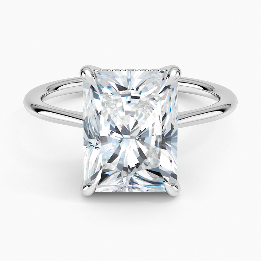 4.10 Radiant Kesim Hidden Halo Tasarım Tektaş Laboratuvar Pırlanta Yüzük - Tilora