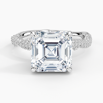 4.75 Karat Asscher Kesim Hidden Halo Tasarım Tektaş Laboratuvar Pırlanta Yüzük - Sorrento