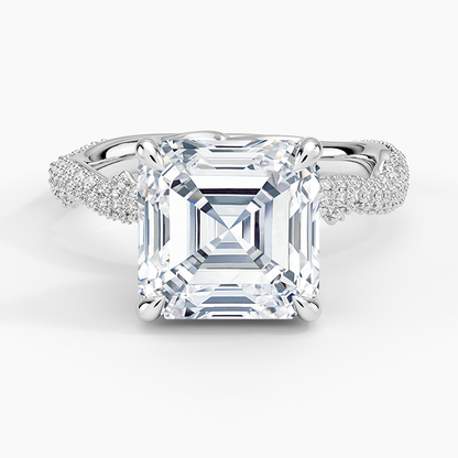 4.75 Asscher Kesim Hidden Halo Tasarım Tektaş Laboratuvar Pırlanta Yüzük - Filara