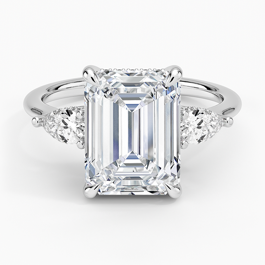 4.50 Emerald Kesim Hidden Halo Tasarım Tektaş Laboratuvar Pırlanta Yüzük - Nilora