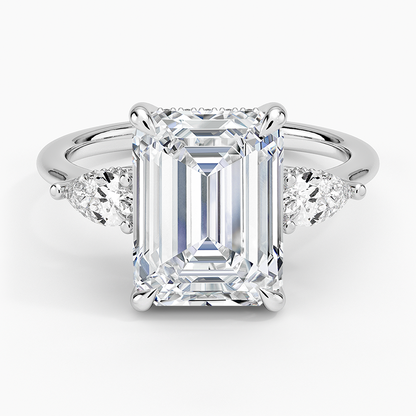 4.50 Emerald Kesim Hidden Halo Tasarım Tektaş Laboratuvar Pırlanta Yüzük - Nilora