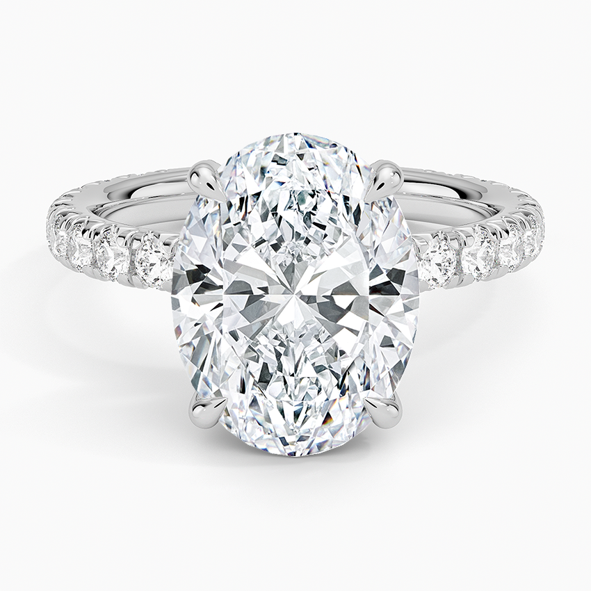 4.75 Karat Oval Kesim Hidden Halo Tasarım Tektaş Laboratuvar Pırlanta Yüzük 18K  - Selora - Bold Diamonds