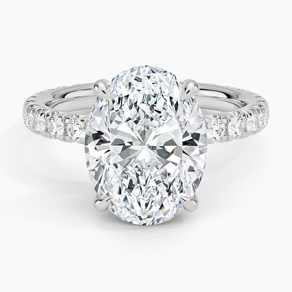 4.75 Karat Oval Kesim Hidden Halo Tasarım Tektaş Laboratuvar Pırlanta Yüzük 18K  - Selora