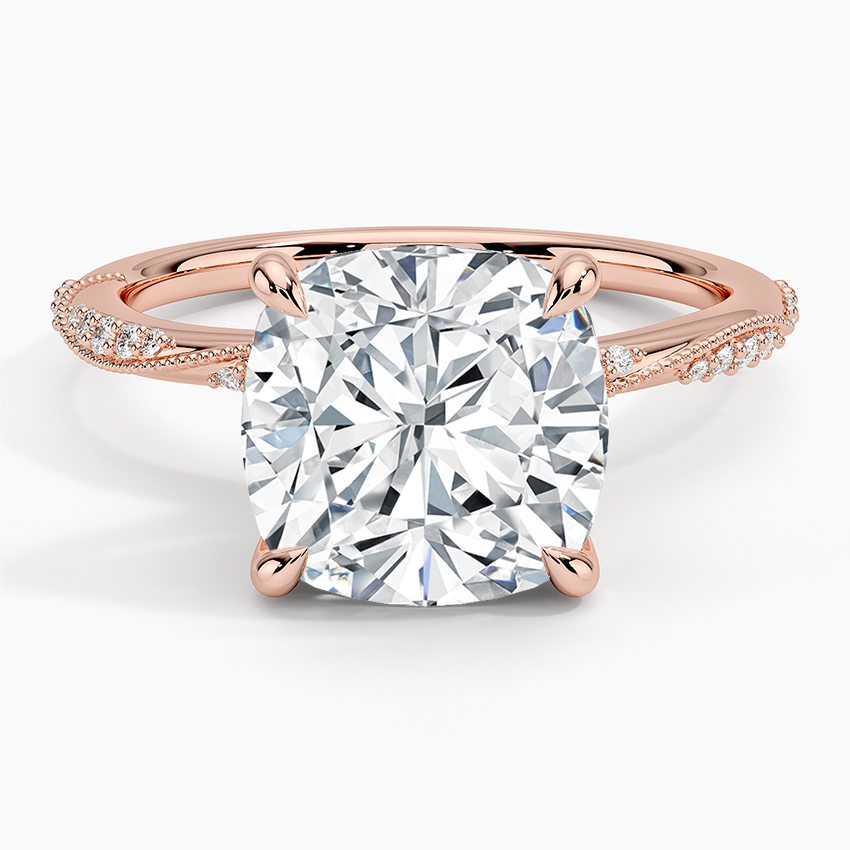 4.25 Karat Cushion Kesim Hidden Halo Tasarım Tektaş Laboratuvar Pırlanta Yüzük 18K  - Melora - Bold Diamonds