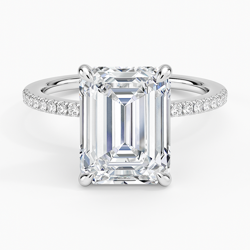 4.25 Karat Emerald Kesim Hidden Halo Tasarım Tektaş Laboratuvar Pırlanta Yüzük - Filora - Bold Diamonds