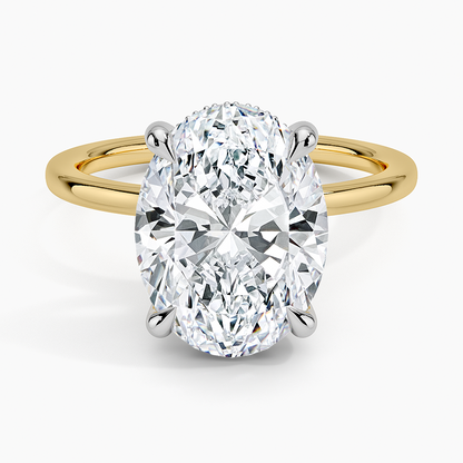 4.10 Karat Oval Kesim Hidden Halo Tasarım Tektaş Laboratuvar Pırlanta Yüzük 18K  - Elora - Bold Diamonds