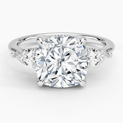 4.50 Cushion Kesim Hidden Halo Tasarım Tektaş Laboratuvar Pırlanta Yüzük - Nilora