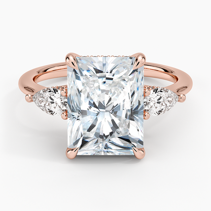 4.50 Radiant Kesim Hidden Halo Tasarım Tektaş Laboratuvar Pırlanta Yüzük - Nilora