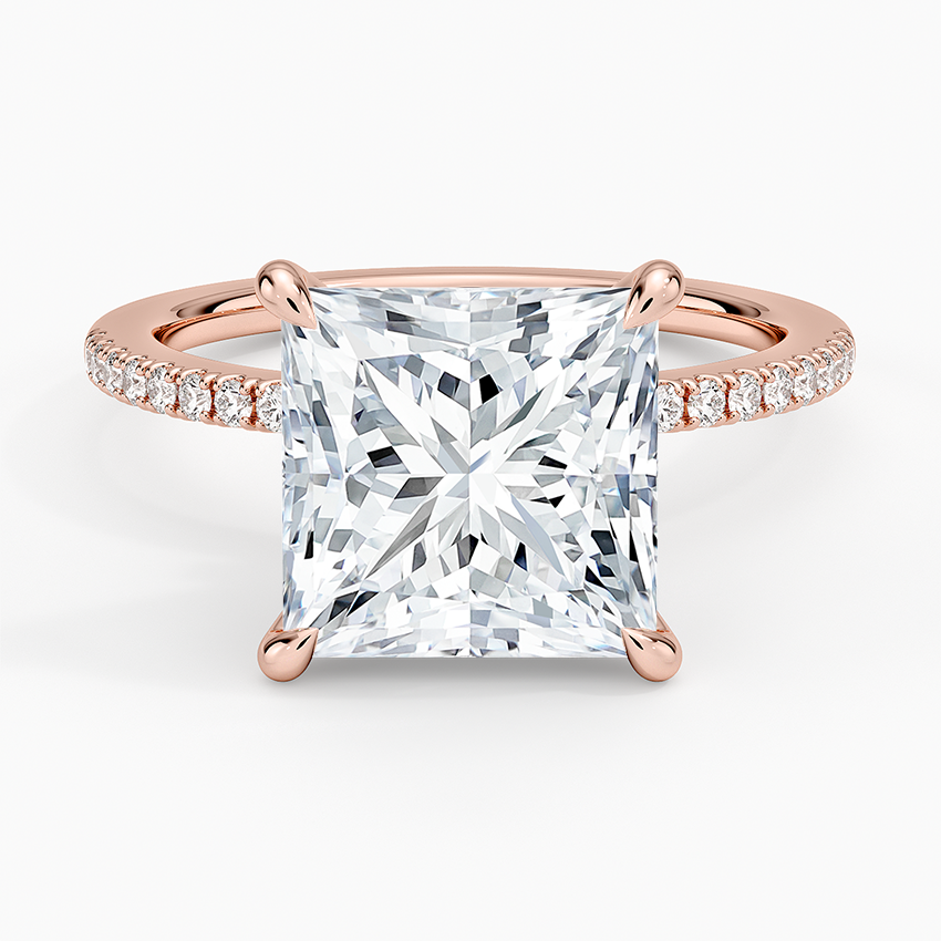4.25 Karat Prenses Kesim Hidden Halo Tasarım Tektaş Laboratuvar Pırlanta Yüzük - Filora - Bold Diamonds