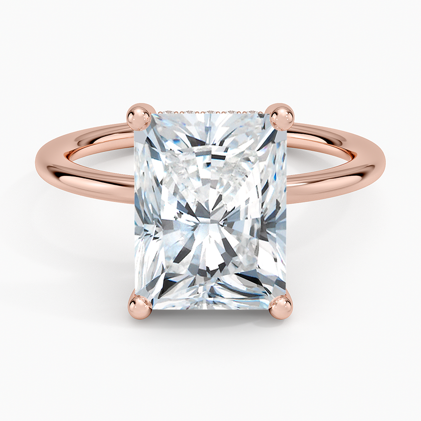 4.10 Radiant Kesim Hidden Halo Tasarım Tektaş Laboratuvar Pırlanta Yüzük - Melara