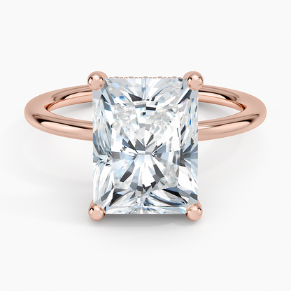 4.10 Radiant Kesim Hidden Halo Tasarım Tektaş Laboratuvar Pırlanta Yüzük - Melara