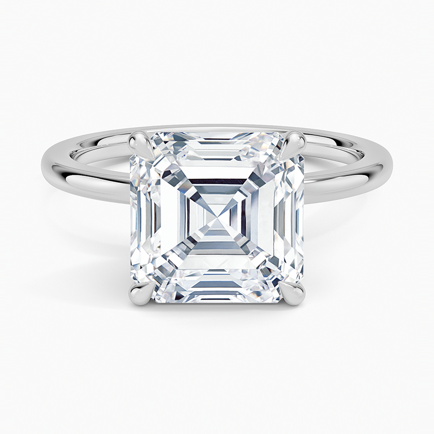 5.15 Asscher Kesim Hidden Halo Tasarım Tektaş Laboratuvar Pırlanta Yüzük 18K - Delora