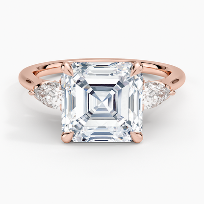 4.75 Karat Asscher Kesim Hidden Halo Tasarım Tektaş Laboratuvar Pırlanta Yüzük 18K - Calora