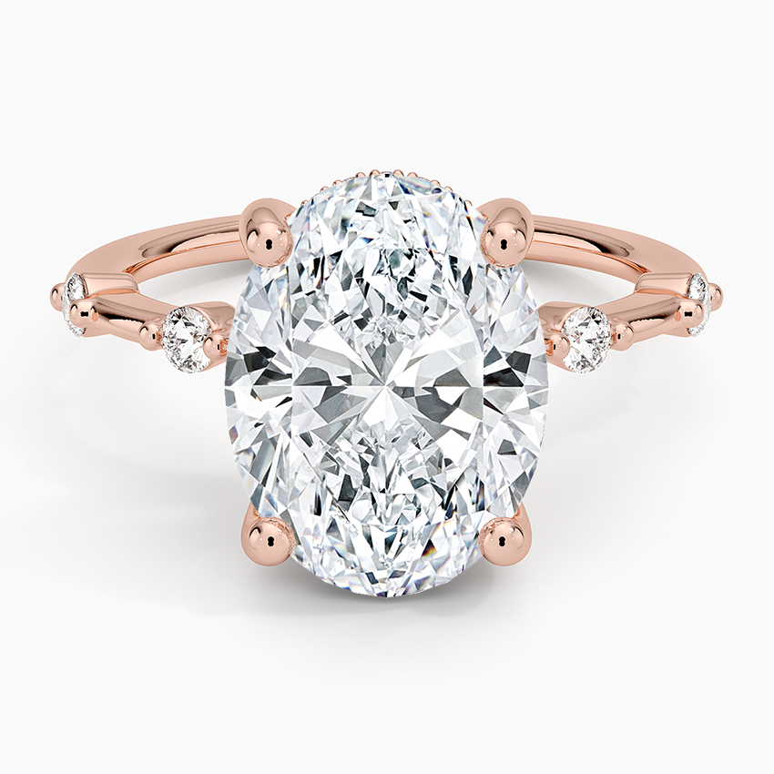 4.20 Oval Kesim Hidden Halo Tasarım Tektaş Laboratuvar Pırlanta Yüzük - Zelora