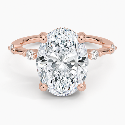 4.20 Oval Kesim Hidden Halo Tasarım Tektaş Laboratuvar Pırlanta Yüzük - Zelora