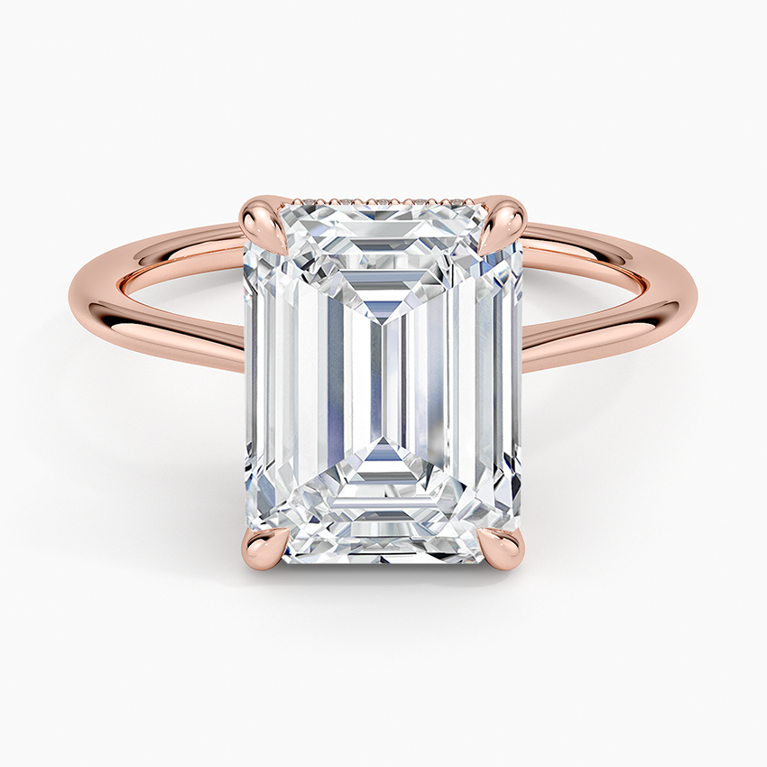 4.10 Emerald Kesim Hidden Halo Tasarım Tektaş Laboratuvar Pırlanta Yüzük - Tilora