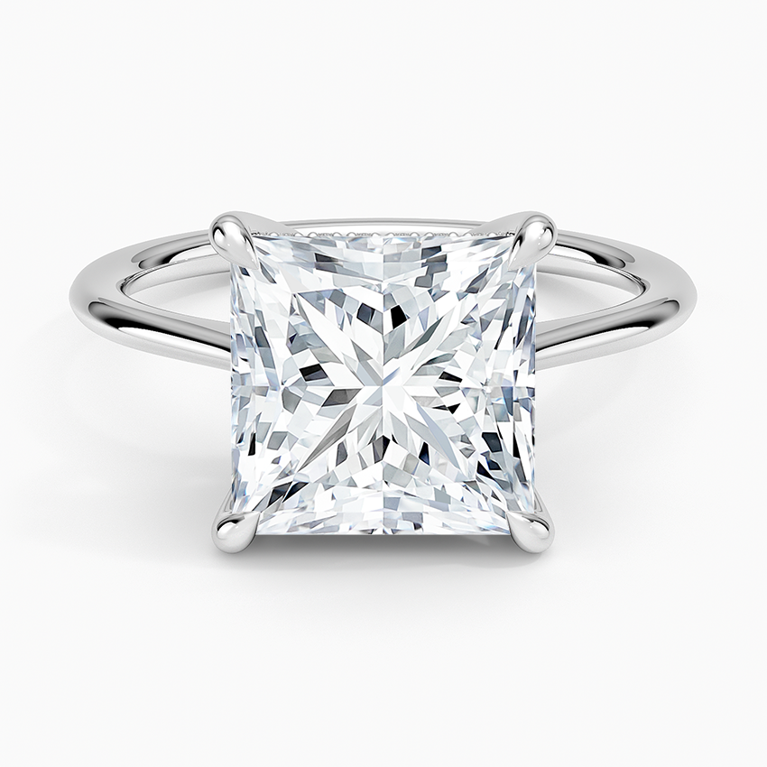 4.10 Prenses Kesim Hidden Halo Tasarım Tektaş Laboratuvar Pırlanta Yüzük - Tilora