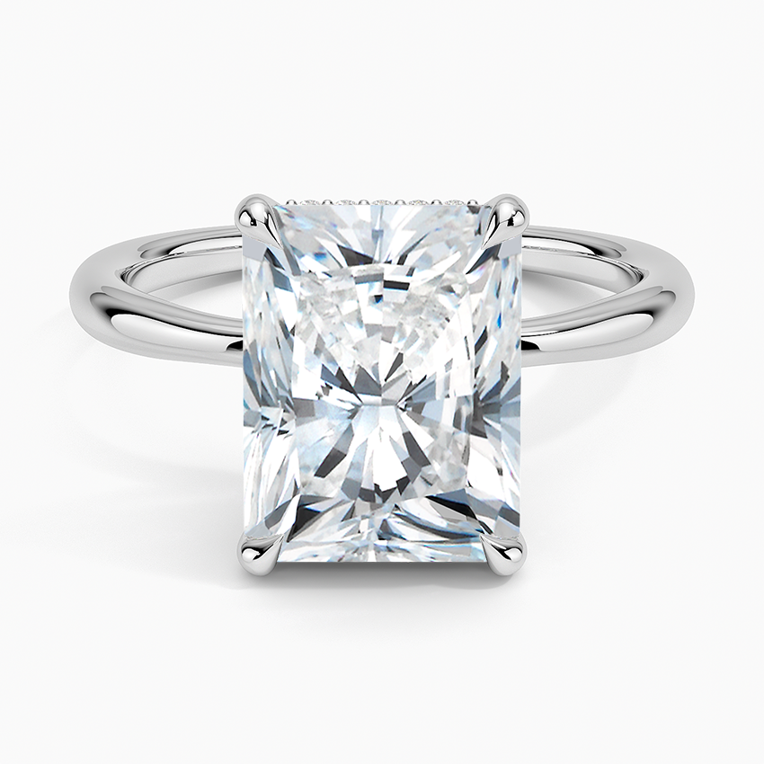 4.10 Karat Radiant Kesim Hidden Halo Tasarım Tektaş Laboratuvar Pırlanta Yüzük 18K  - Alvora - Bold Diamonds