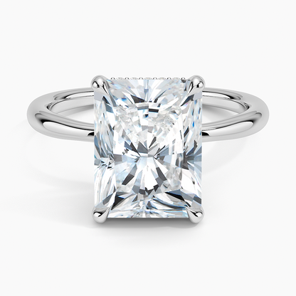 4.10 Karat Radiant Kesim Hidden Halo Tasarım Tektaş Laboratuvar Pırlanta Yüzük 18K  - Alvora - Bold Diamonds