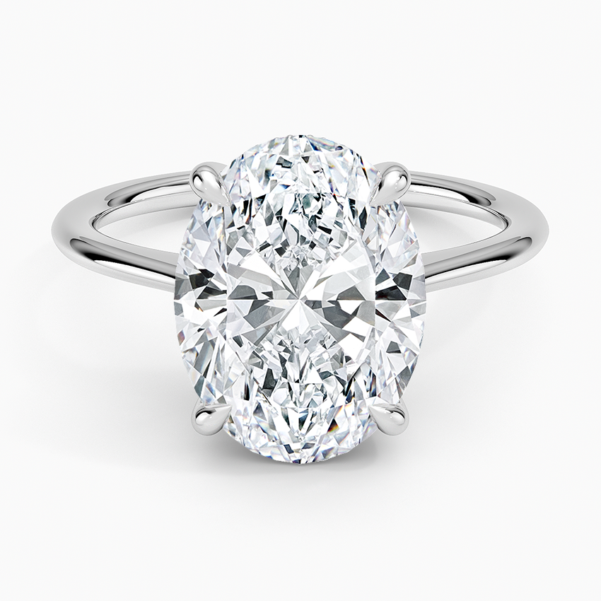 4.10 Oval Kesim Hidden Halo Tasarım Tektaş Laboratuvar Pırlanta Yüzük - Tilora