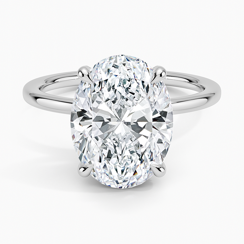 4.15 Karat Oval Kesim Hidden Halo Tasarım Tektaş Laboratuvar Pırlanta Yüzük - Gilora - Bold Diamonds