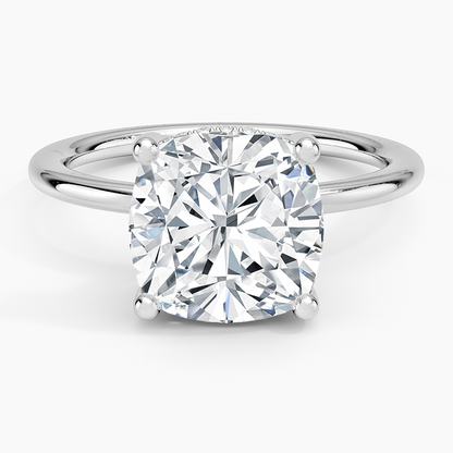 4.10 Cushion Kesim Hidden Halo Tasarım Tektaş Laboratuvar Pırlanta Yüzük - Melara