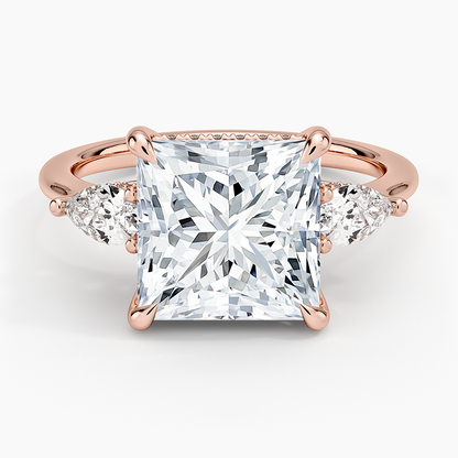 4.50 Prenses Kesim Hidden Halo Tasarım Tektaş Laboratuvar Pırlanta Yüzük - Nilora