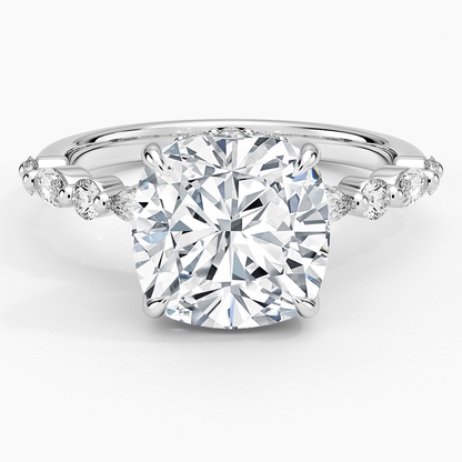 1.60 Carat Princess Halo Design Solitaire Lab Diamond Ring 18K - Florina 