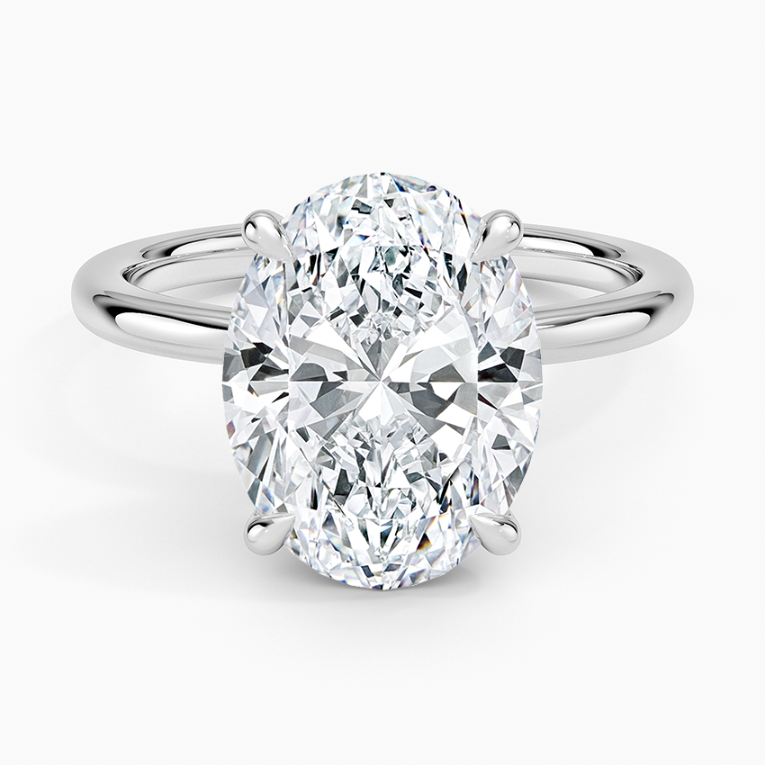 4.15 Oval Kesim Hidden Halo Tasarım Tektaş Laboratuvar Pırlanta Yüzük - Vilora