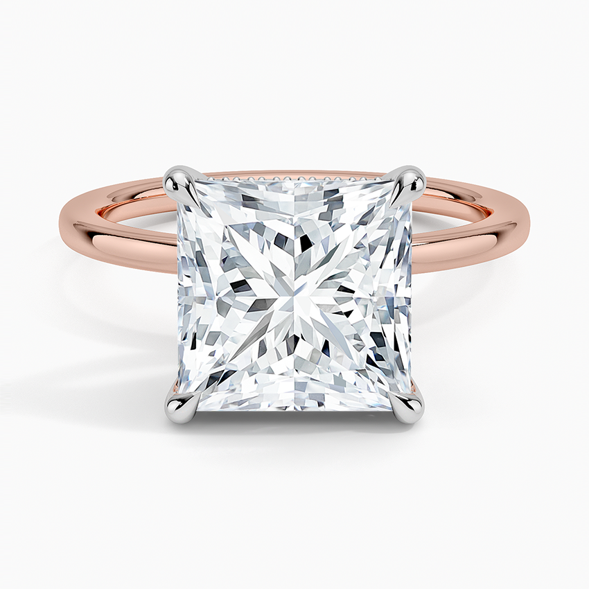 4.10 Karat Prenses Kesim Hidden Halo Tasarım Tektaş Laboratuvar Pırlanta Yüzük 18K  - Elora - Bold Diamonds