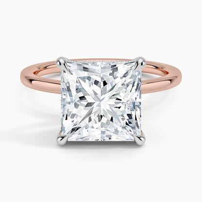 4.10 Karat Prenses Kesim Hidden Halo Tasarım Tektaş Laboratuvar Pırlanta Yüzük 18K  - Elora - Bold Diamonds