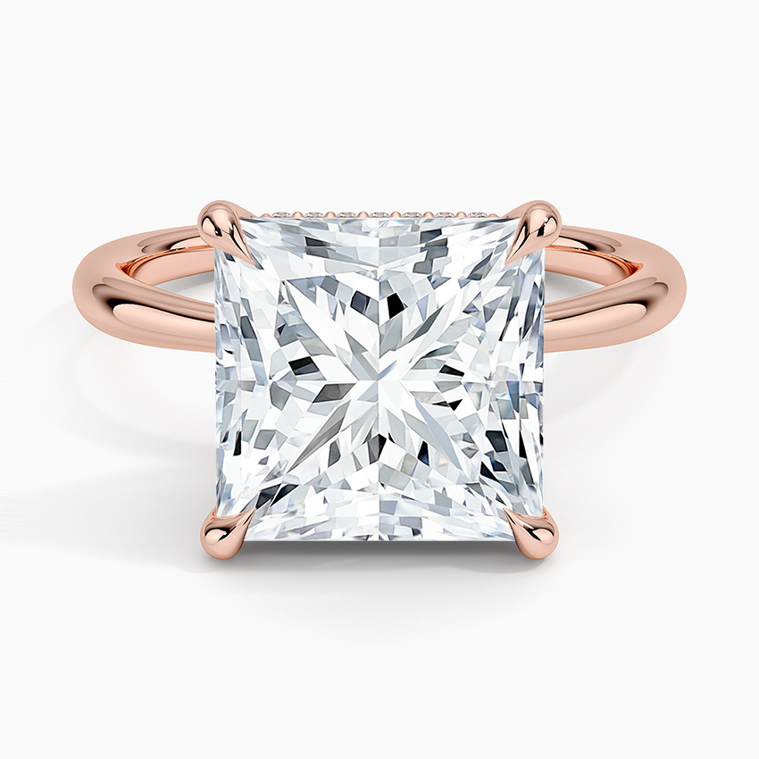 5.10 Karat Prenses Kesim Hidden Halo Tasarım Tektaş Laboratuvar Pırlanta Yüzük 18K  - Alvora - Bold Diamonds
