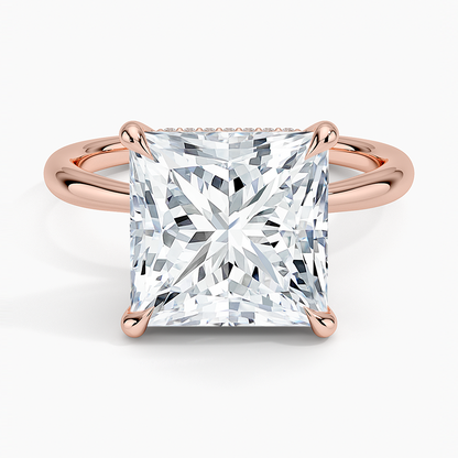 5.10 Karat Prenses Kesim Hidden Halo Tasarım Tektaş Laboratuvar Pırlanta Yüzük 18K  - Alvora - Bold Diamonds