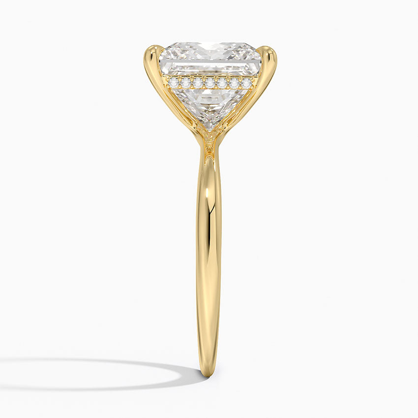 5.10 Karat Prenses Kesim Hidden Halo Tasarım Tektaş Laboratuvar Pırlanta Yüzük 18K  - Alvora - Bold Diamonds
