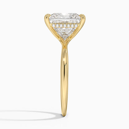5.10 Karat Prenses Kesim Hidden Halo Tasarım Tektaş Laboratuvar Pırlanta Yüzük 18K  - Alvora - Bold Diamonds