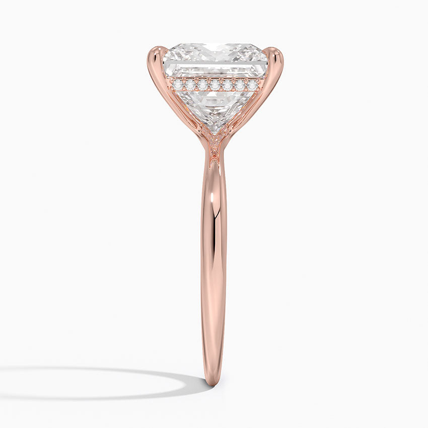 5.10 Karat Prenses Kesim Hidden Halo Tasarım Tektaş Laboratuvar Pırlanta Yüzük 18K  - Alvora - Bold Diamonds