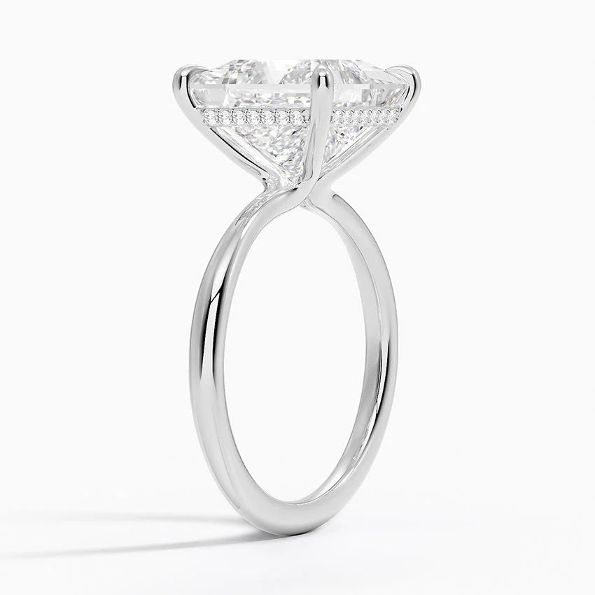 5.10 Karat Prenses Kesim Hidden Halo Tasarım Tektaş Laboratuvar Pırlanta Yüzük 18K  - Alvora - Bold Diamonds