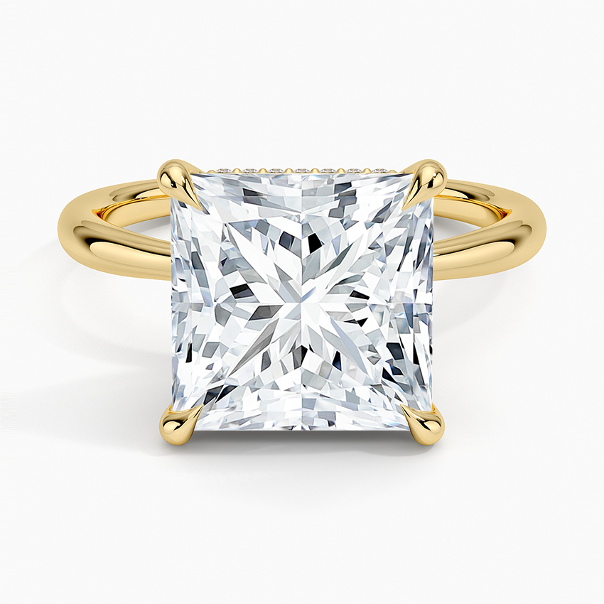 5.10 Karat Prenses Kesim Hidden Halo Tasarım Tektaş Laboratuvar Pırlanta Yüzük 18K  - Alvora - Bold Diamonds