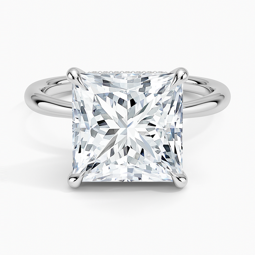 5.10 Karat Prenses Kesim Hidden Halo Tasarım Tektaş Laboratuvar Pırlanta Yüzük 18K  - Alvora - Bold Diamonds