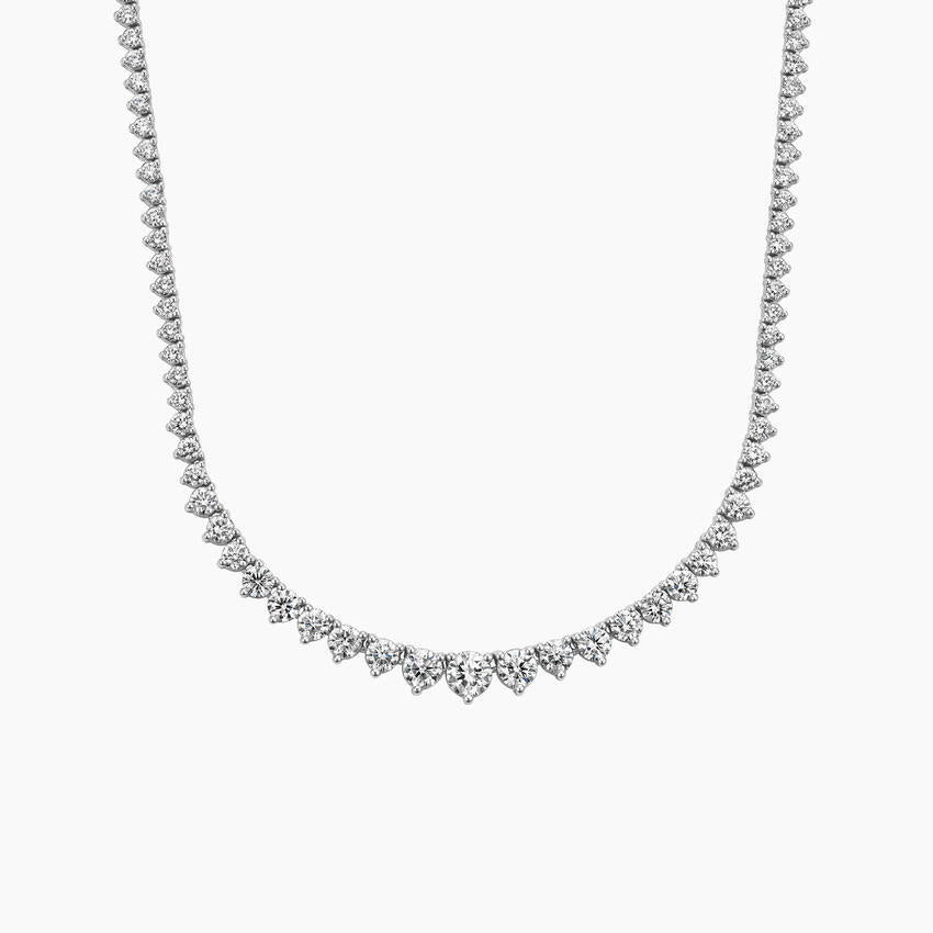 Tenis Üç Tırnaklı Model 5.00 karat Yuvarlak Kesim Laboratuvar Pırlanta Kolye 18K - Bold Diamonds