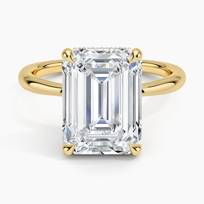 5.10 Karat Emerald Kesim Hidden Halo Tasarım Tektaş Laboratuvar Pırlanta Yüzük 18K  - Alvora