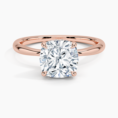 5.10 Karat Cushion Kesim Hidden Halo Tasarım Tektaş Laboratuvar Pırlanta Yüzük 18K  - Alvora - Bold Diamonds