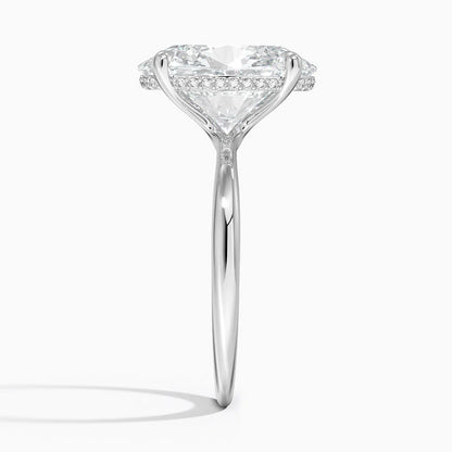 5.10 Karat Oval Kesim Hidden Halo Tasarım Tektaş Laboratuvar Pırlanta Yüzük 18K  - Alvora - Bold Diamonds