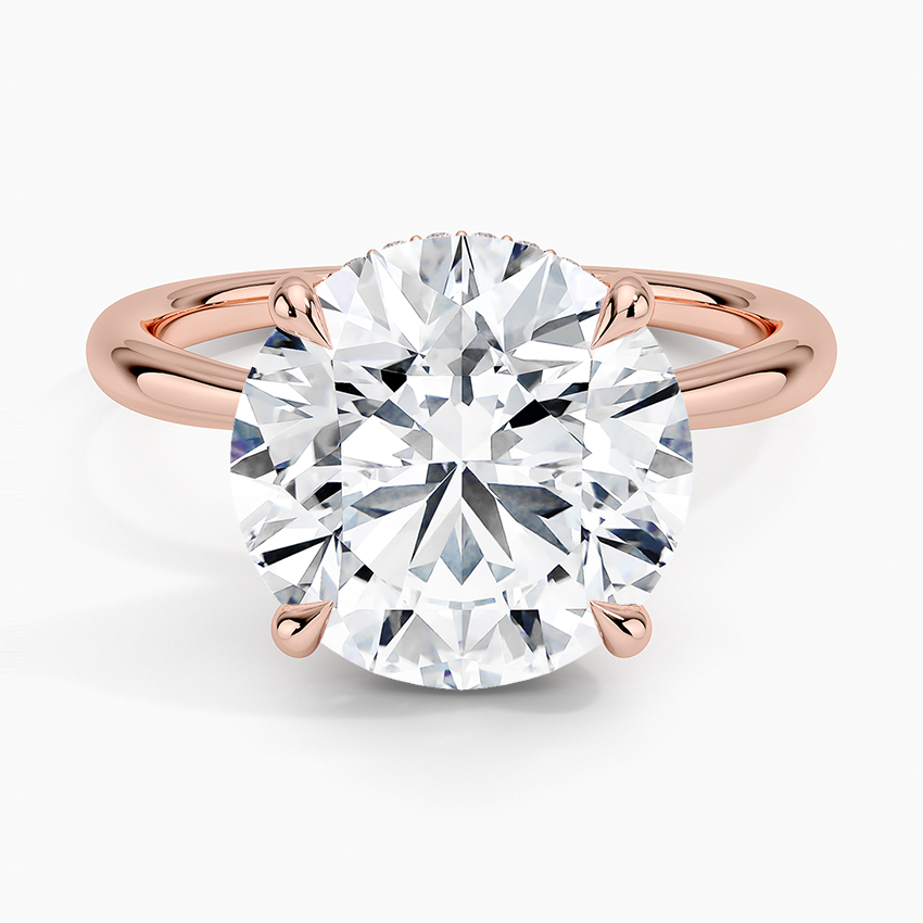 5.10 Karat Hidden Halo Tasarım Tektaş Laboratuvar Pırlanta Yüzük 18K  - Alvora - Bold Diamonds